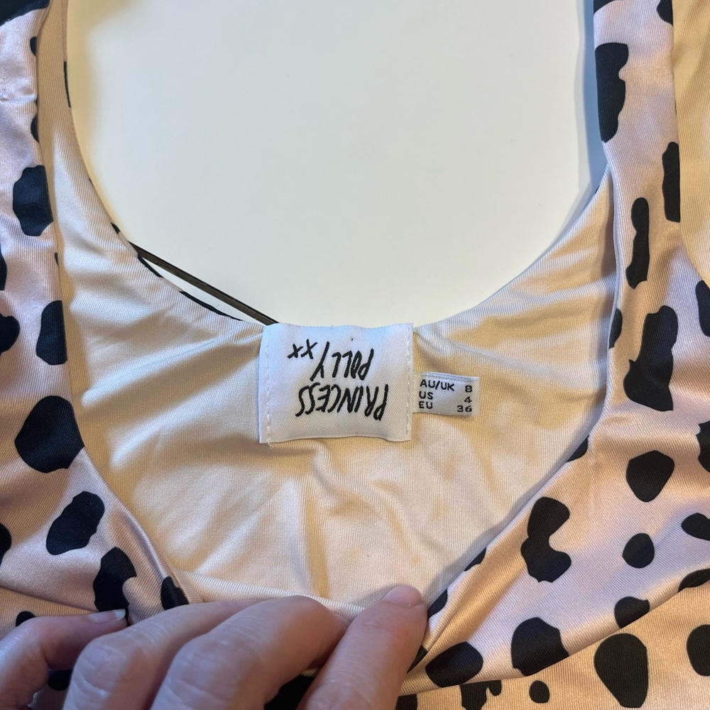Princess Polly size 4 black tan animal print tank bodysuit - Picture 2 of 9